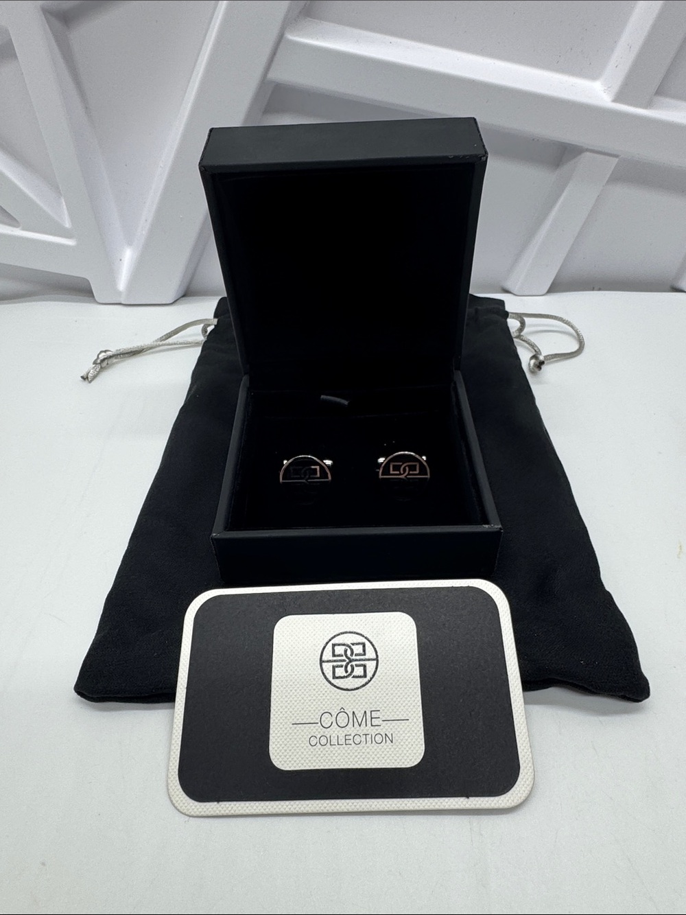 NWT Bolvaint Paris Black Stainless Steel Logo Cufflinks #0161
